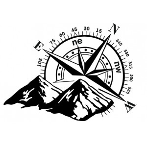 Наклейка на авто Горы Компас Роза ветров ЗЕРКАЛЬНАЯ